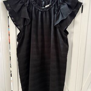 LOFT Black Textured Sleeveless Blouse